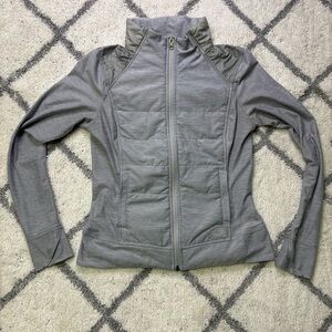 The North Face Pseudo Puffer Jacket Womens Small Grey Zip Up Quilted Lined Coat